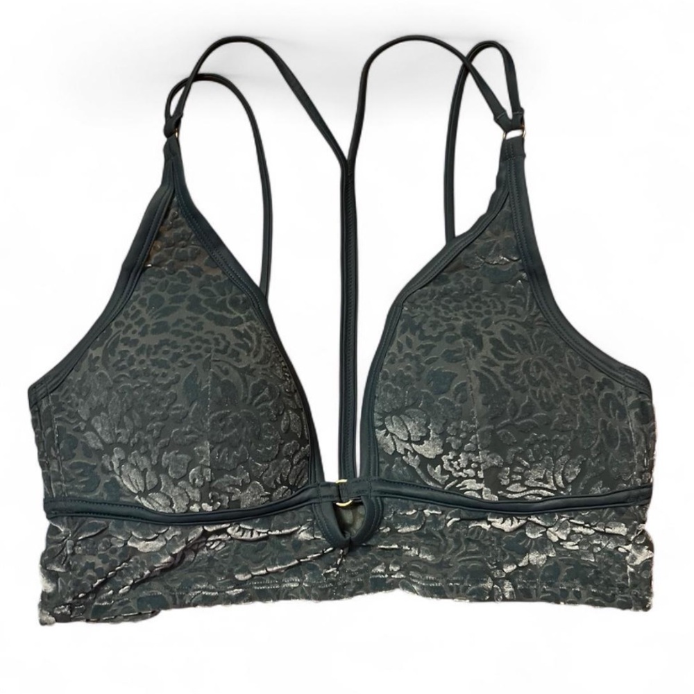 Elegant Lace Bralette in Gray teal